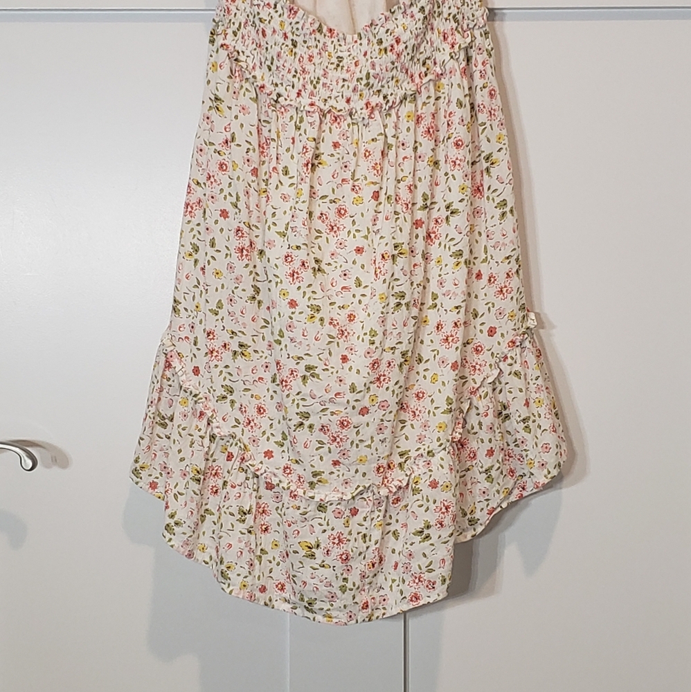 Aerie Halter Ditzy Mini Dress Cotton Lined White Pink Yellow Floral Size Medium - Picture 10 of 13